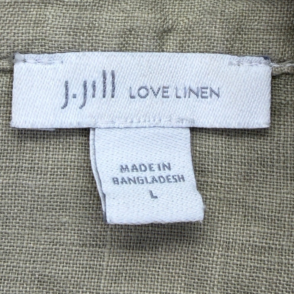 J. Jill Love Linen Tunic Women Large Split V-Neck 100% Linen Office Casual - Picture 3 of 9